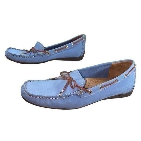 Wirth || Blue Brazilian Leather slip on Moccasins || 6 - Picture 4 of 12
